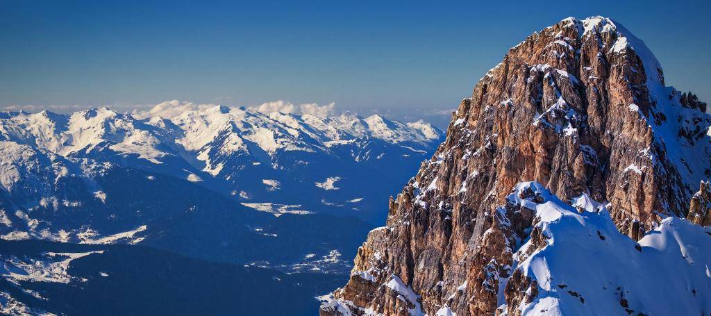 Meribel mountains in the Alps with the sun on it