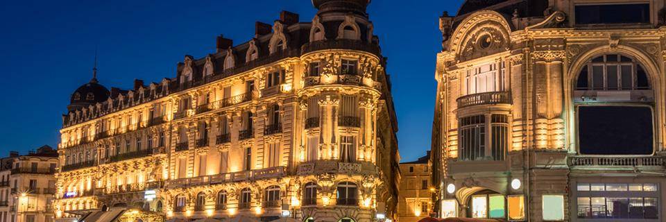 Montpellier city at night 